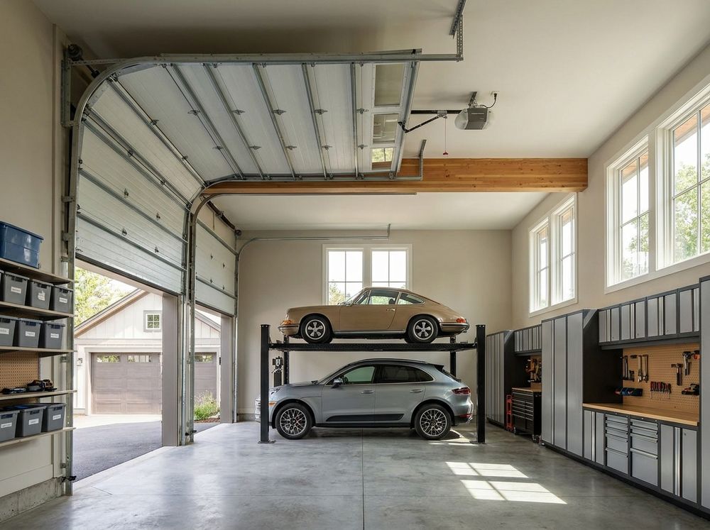 High-lift garage door conversion in a Coquitlam garage